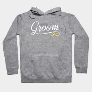 Elegant Groom with Gold Wedding Rings Calligraphy Hoodie